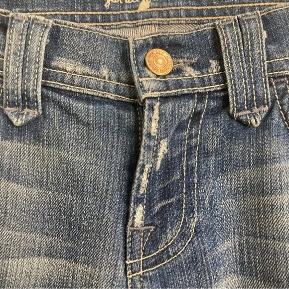 7 FOR ALL MANKIND Sz 26 Rocker Distressed Mid-Wash Wiskering Low Rise Jeans - Picture 10 of 16